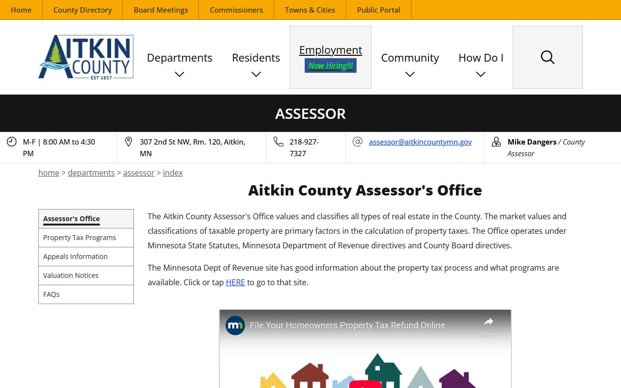 Aitkin County Property Records - Assessor and Taxpayer Services Page