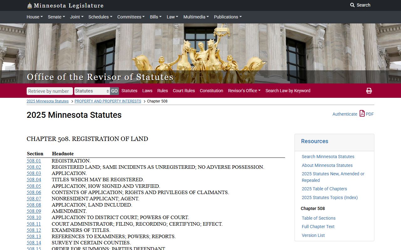 Minnesota Property Records - Statutes Chapter 508 Torrens System
